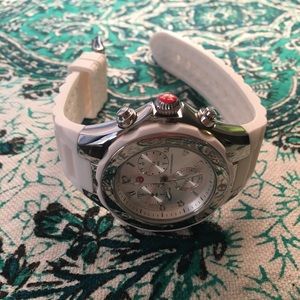 Michael Kors silver watch with white silicon band